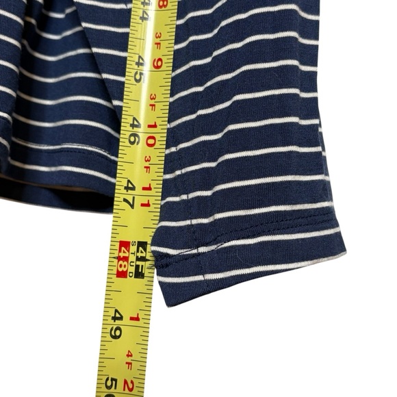 NWT Gap Navy Striped Ruched Sleeveless Midi Dress Size S Lightweight Stretch - Picture 8 of 11